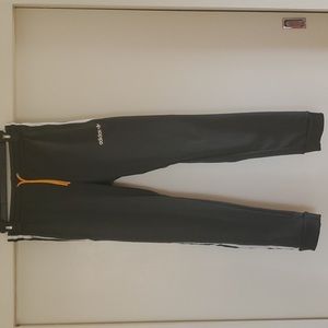 Sweatpants Only- Adidas Three Stripe, Dark Gray, Gold tie, White stripe Size S